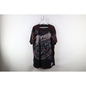 Wornstar Mens XL  Stephen Jensen American Daredevil Skull Fire T-Shirt Red USA